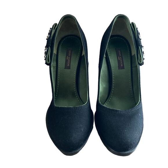 Louis Vuitton Black Wool Felt Beaded Bow Pumps Size 36.5 or 6.5 - Picture 3 of 15